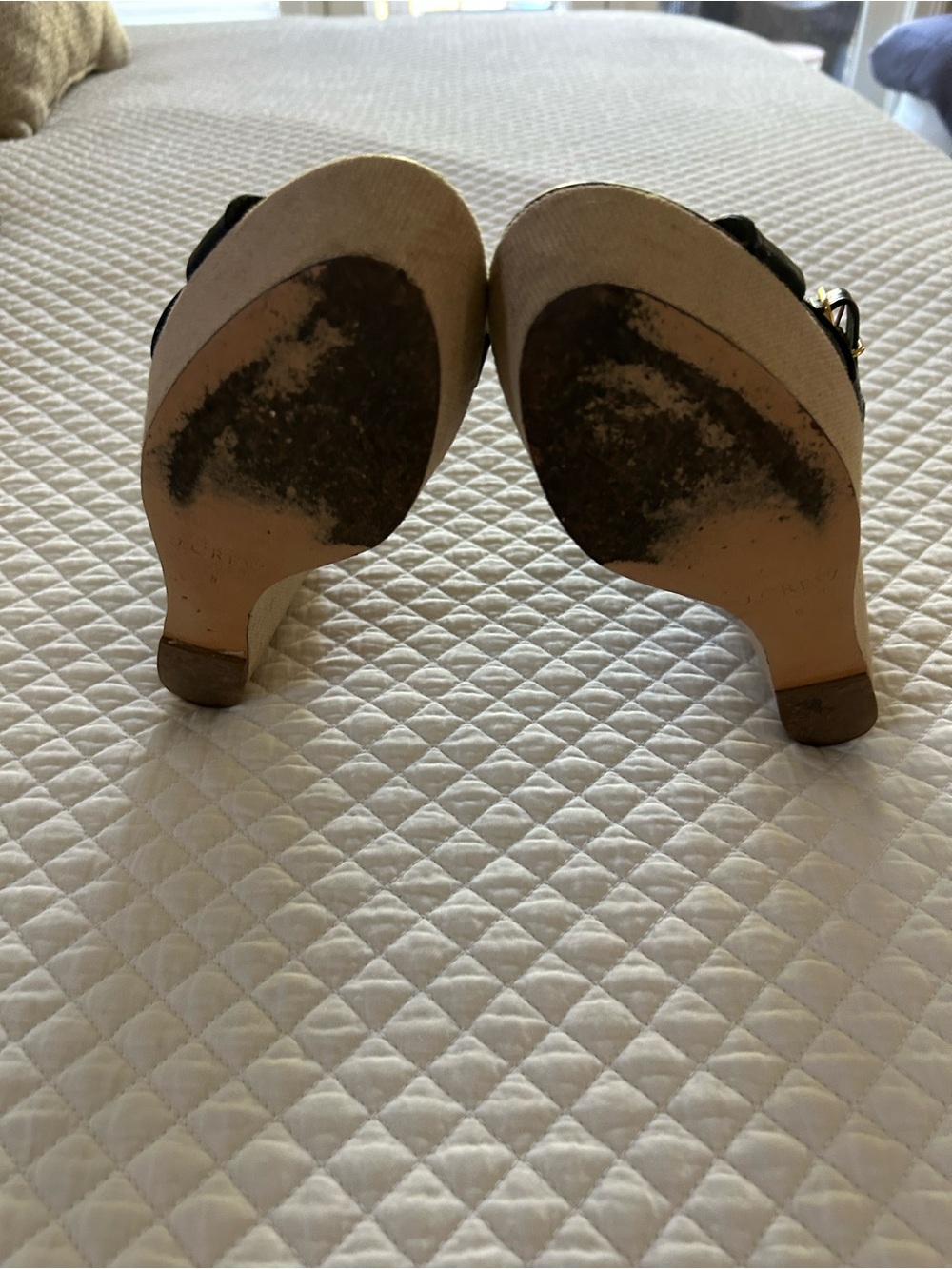J. Crew- made in Italy Dark navy leather Wedge Sandals - size 8. - Picture 6 of 10